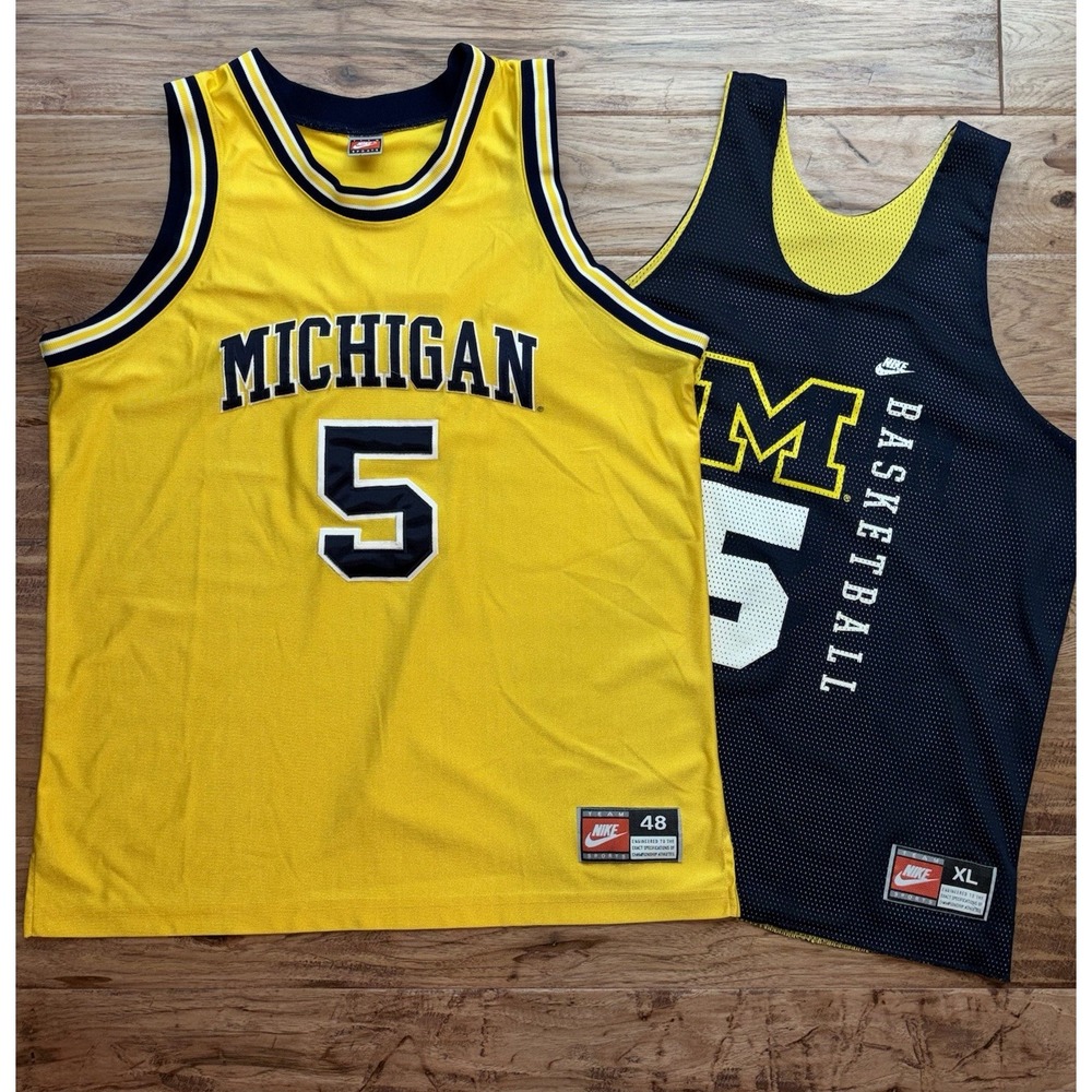 VTG Nike 90's Jalen Rose Michigan Wolverines Fab 5 Lot Jersey Sz 48 Practice XL